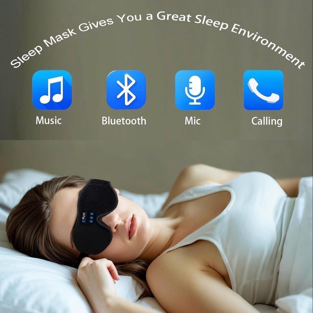 Sleep Mask with Bluetooth Headphones, Blackout Silk Eye Mask, Insomnia R…​​​ - Picture 2 of 7